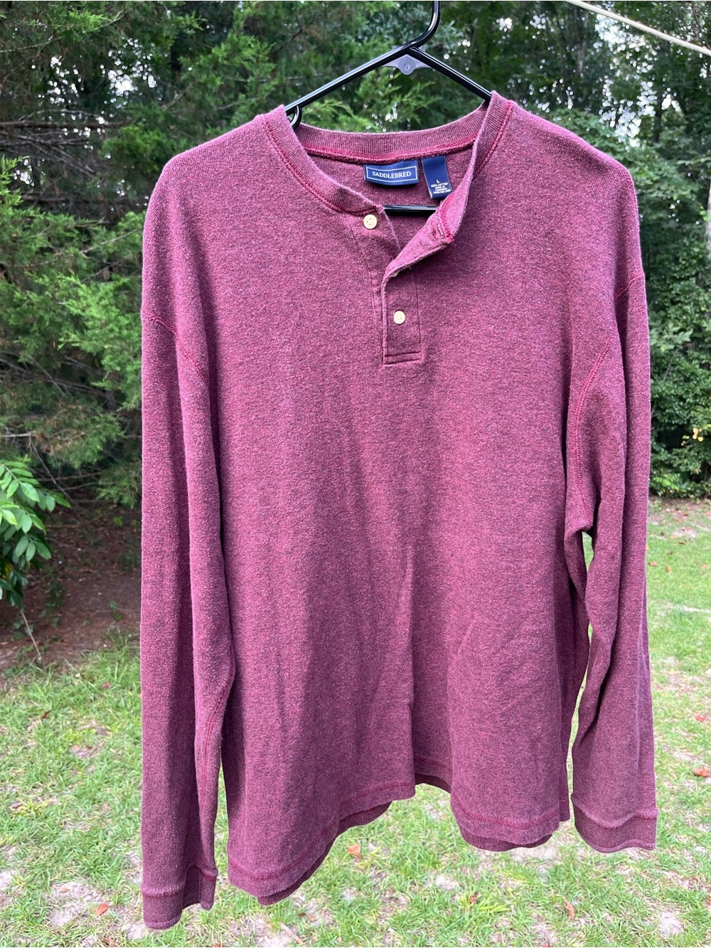 Saddlebred Long-Sleeve Henley Shirt - Maroon